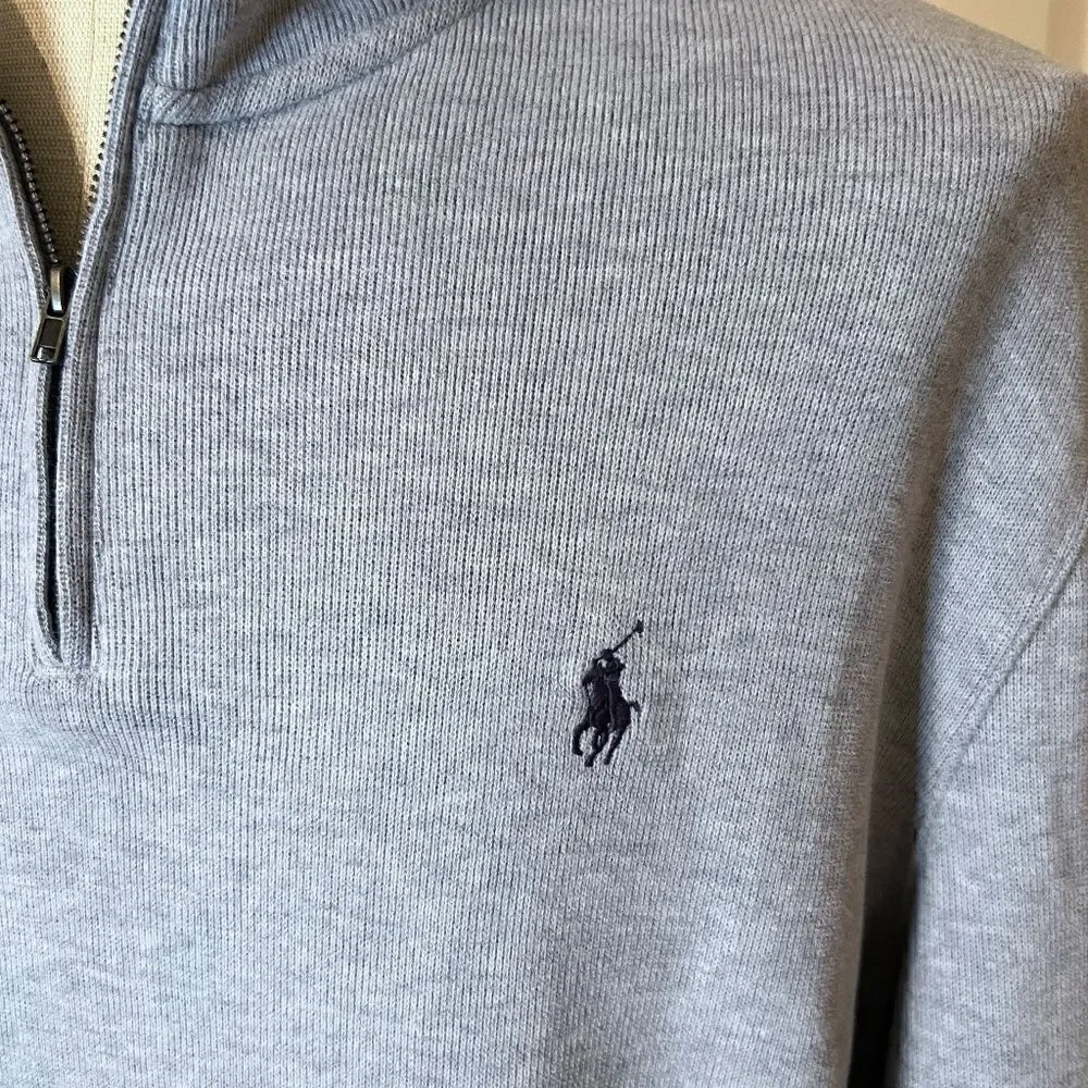 EEUC Men's Polo Ralph Lauren Estate Rib Pullover Sweater Shirt Gray Size XL